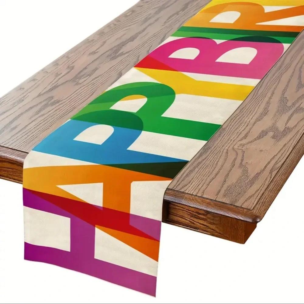 Colorful Birthday Table Runner, NEW, perfect decor item.